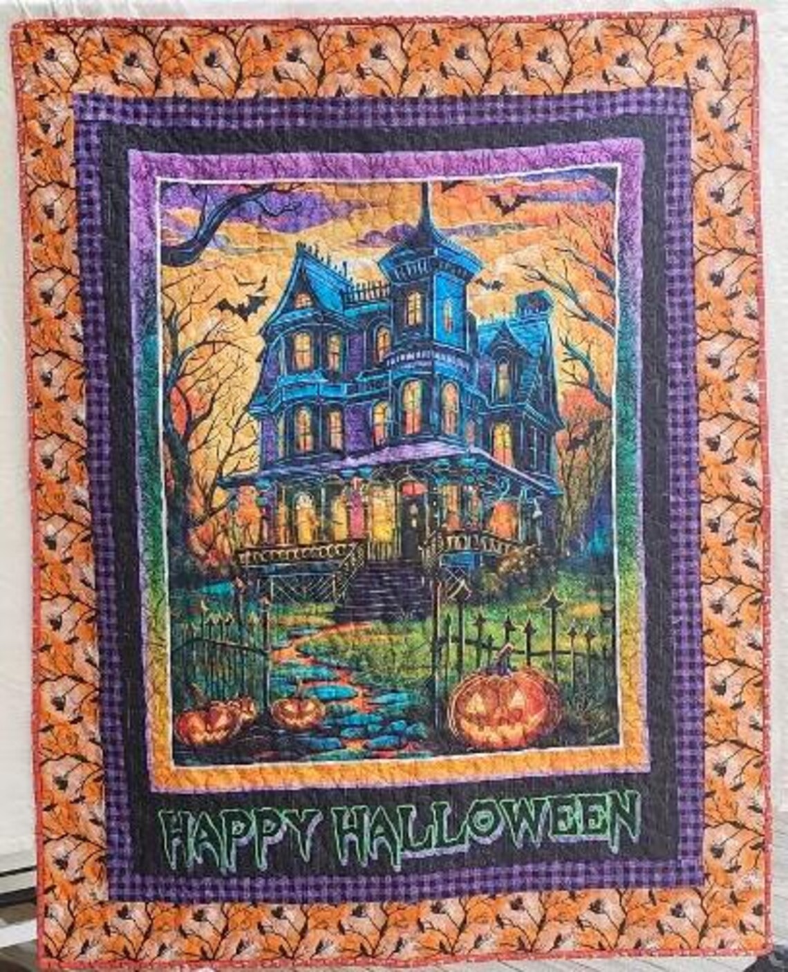 Haunted House Halloween Quilted Wall Hanging Small Quilt Measures 50 ...