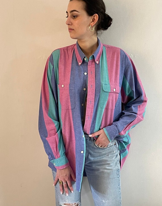 90s Ralph Lauren Striped Cotton Shirt / Vintage Wide Awning - Etsy