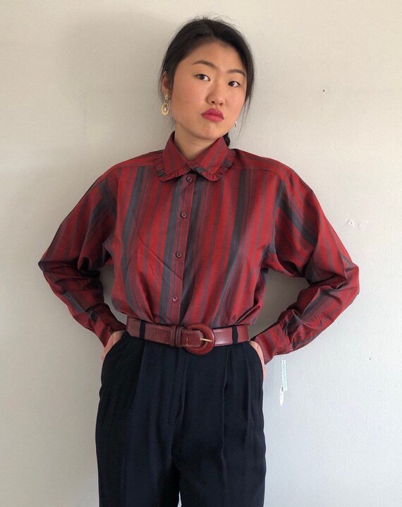 80s silk + cotton blouse / vintage deadstock desig