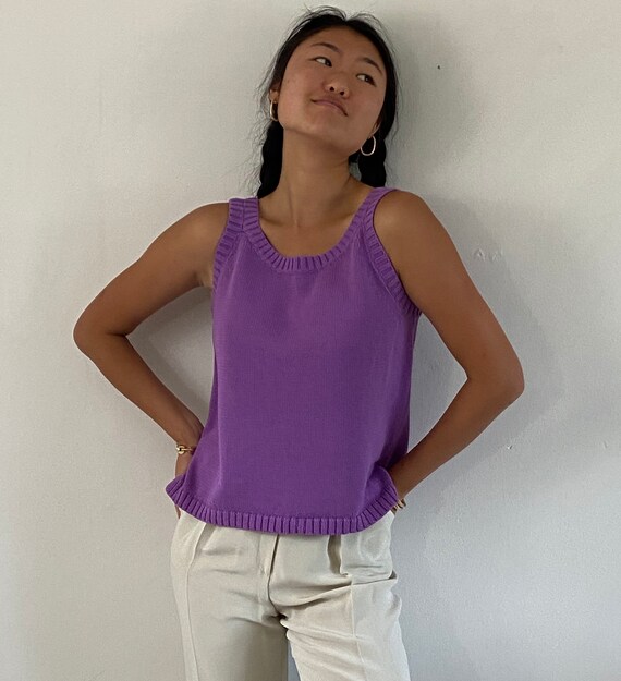 90s cotton sweater tank cropped top / vintage viol