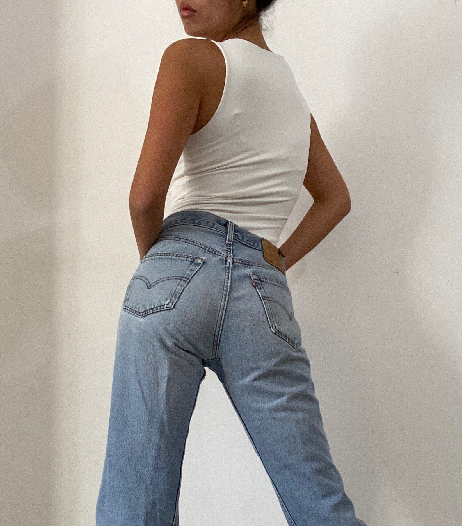 80s Levis 501 patched jeans / vintage Levis 501 light wash | Etsy