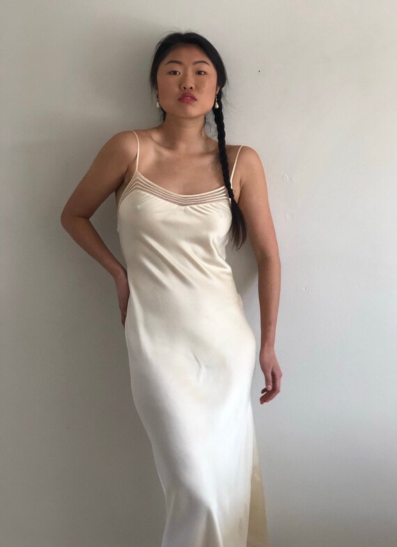 90s silk charmeuse long slip dress / vintage cream