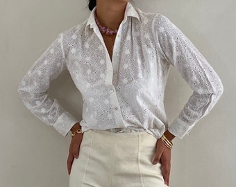 White Eyelet Blouse - Etsy