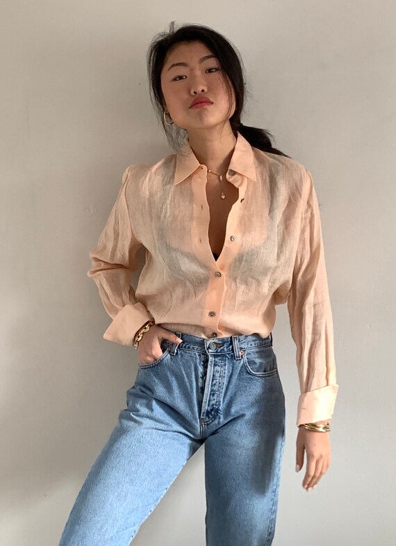 90s Irish Linen Blouse / Vintage Ellen 