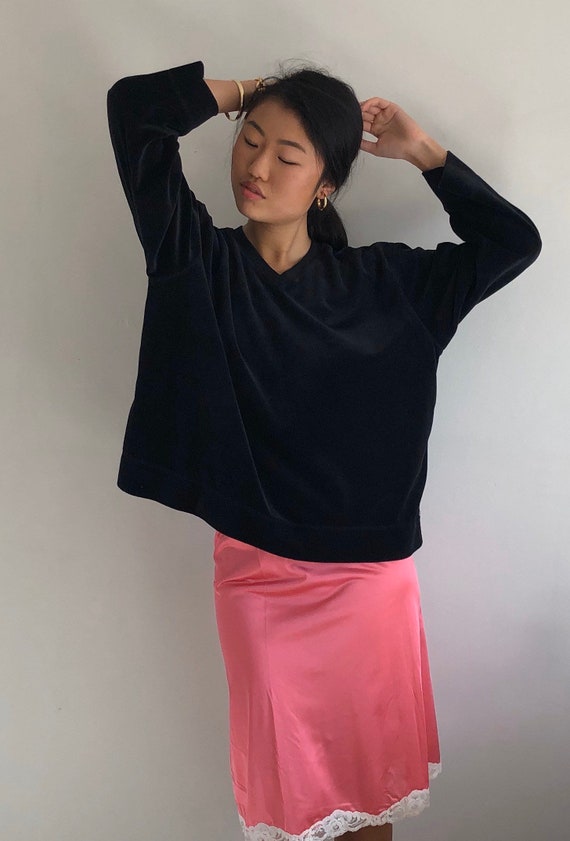 90s cotton velour boxy pullover sweatshirt / vinta