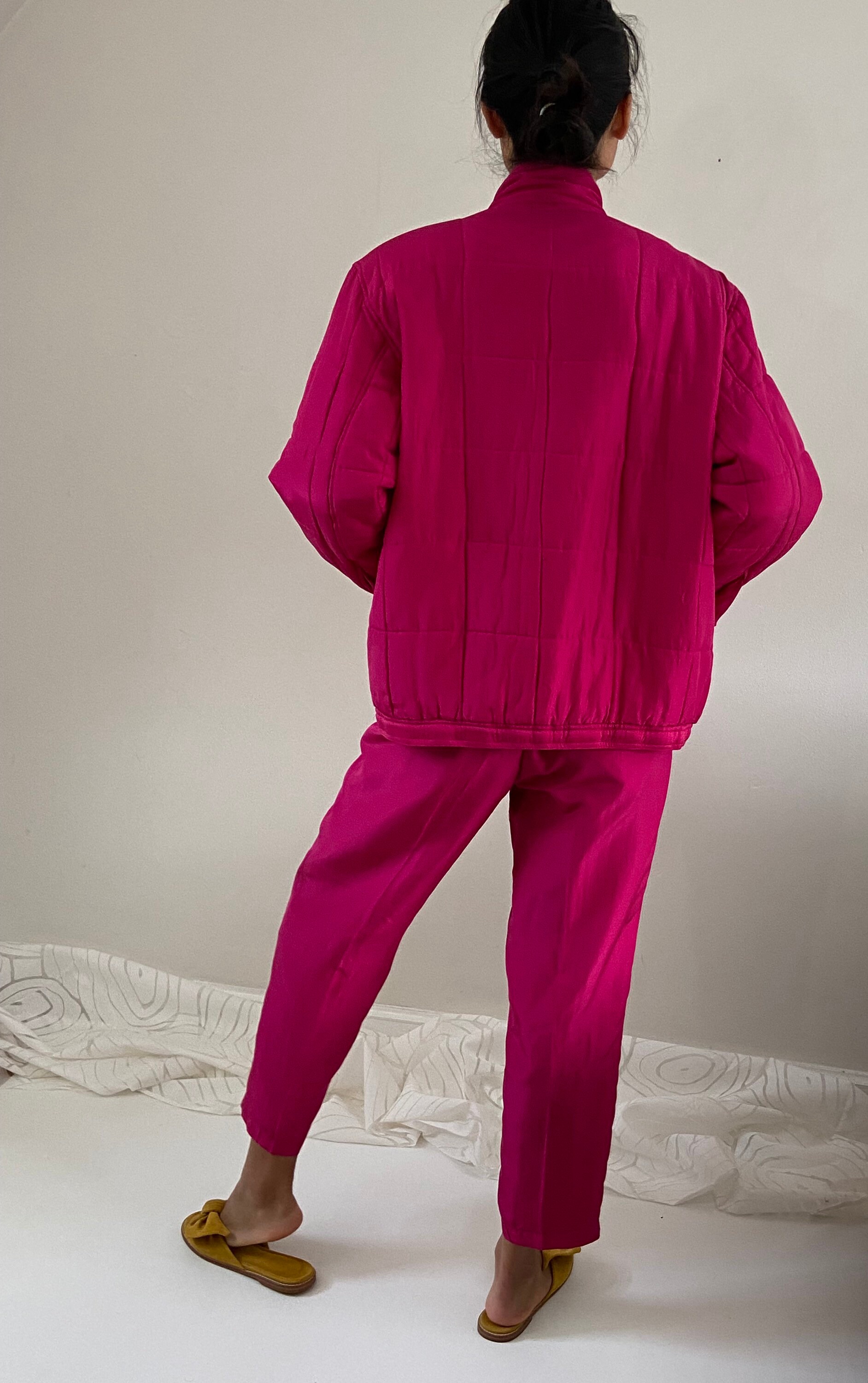 pink silk tracksuit