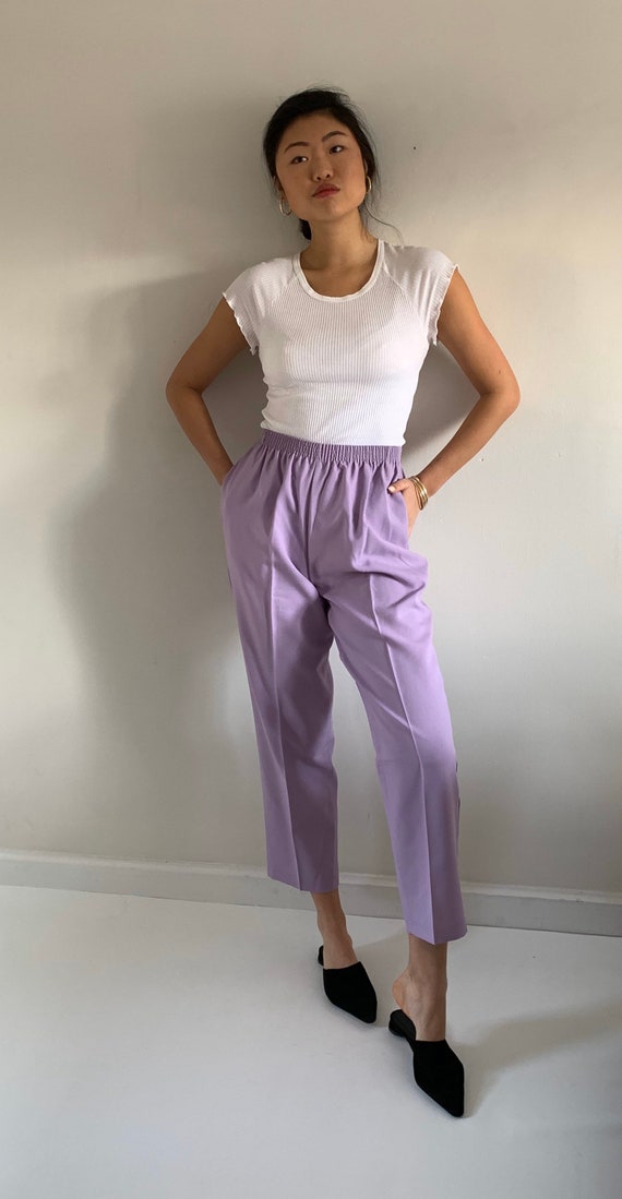 80s easy pants / vintage lilac lavender elastic wa