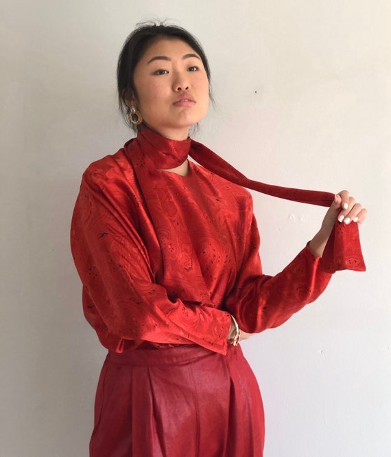 80s Ellen Tracy silk charmeuse batwing blouse / vi