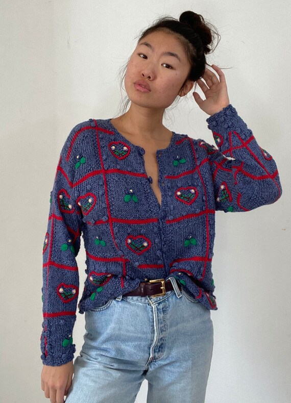 Vintage blue cardigan sweater - Gem