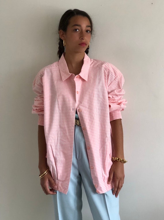 80s gingham bomber jacket / vintage pink cotton gi