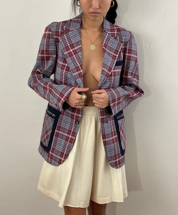 Pink checked shop boyfriend blazer