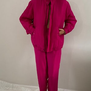 pink silk tracksuit