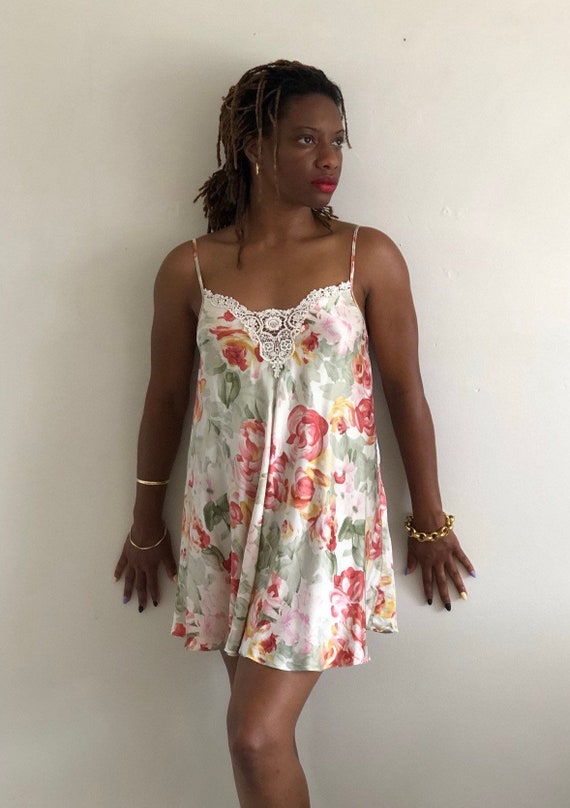 80s silk charmeuse slip dress / vintage pastel wat