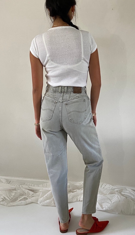 90s sage Lee high waist jeans / vintage pale gray