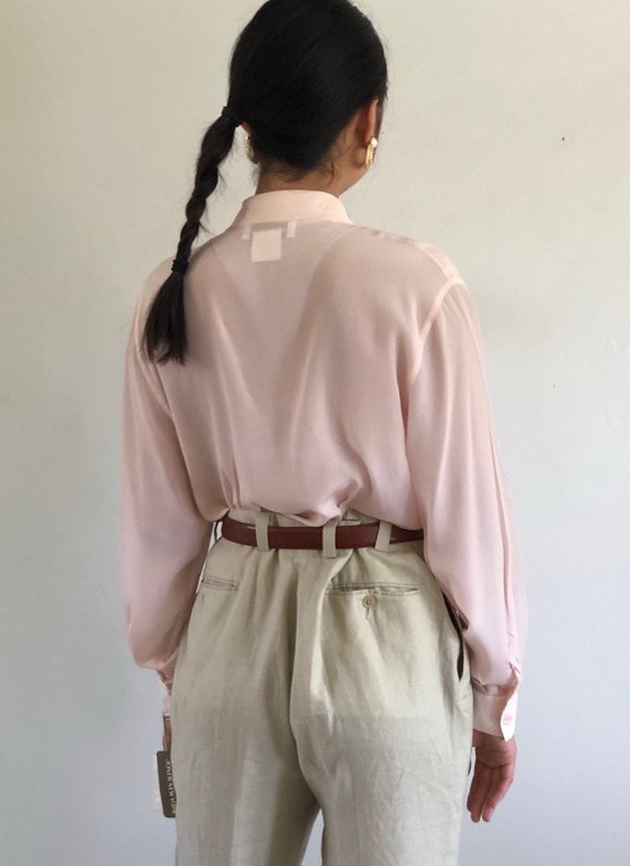 80s pussy bow blush blouse / vintage blush pink s… - image 6