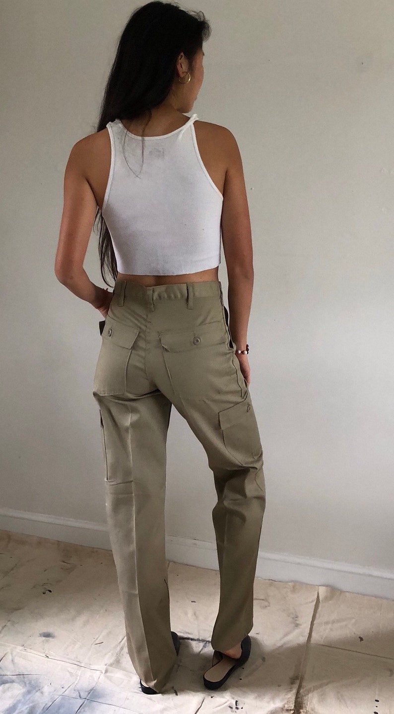 80s Khaki Army Pants / Vintage Deadstock Beige Cotton High Etsy