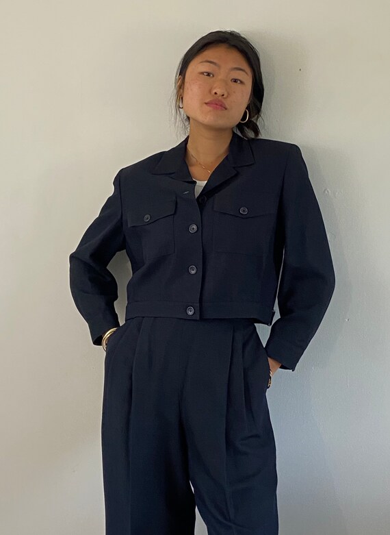 90s Emanuel Ungaro pant suit / vintage vtg midnigh