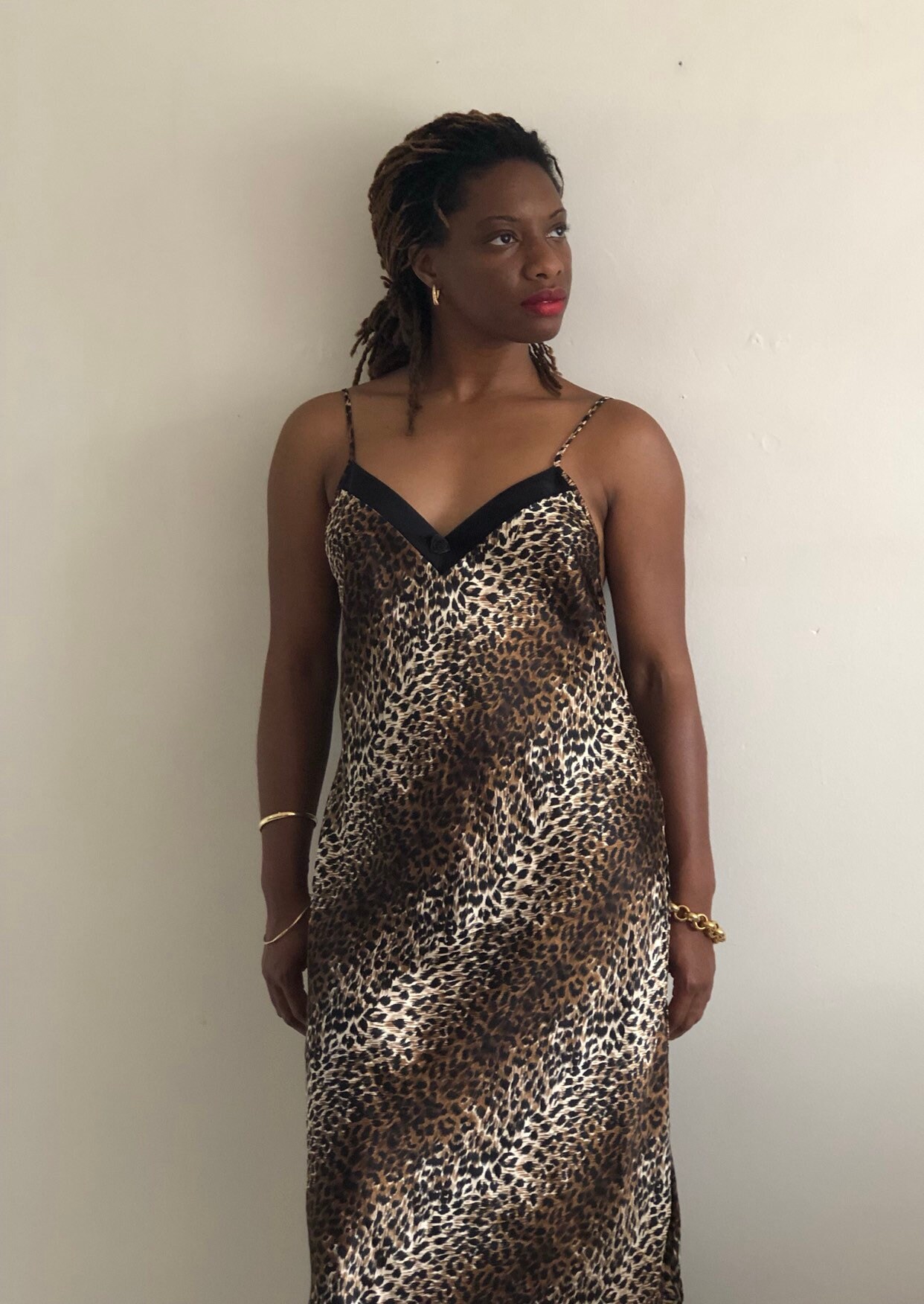 animal print slip dress