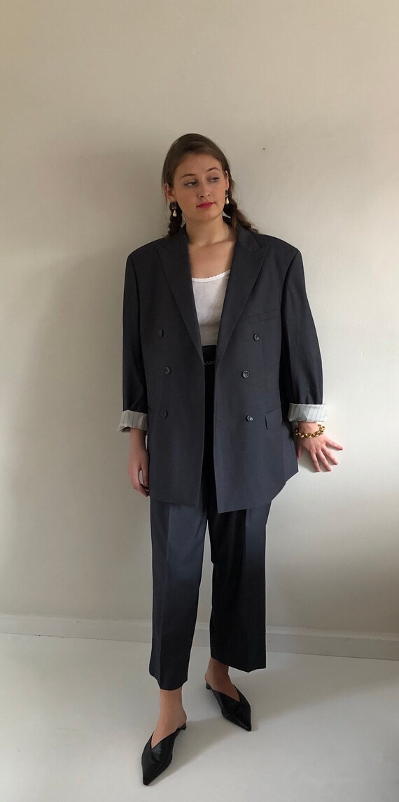 90s double breasted wool pant suit / vintage overs