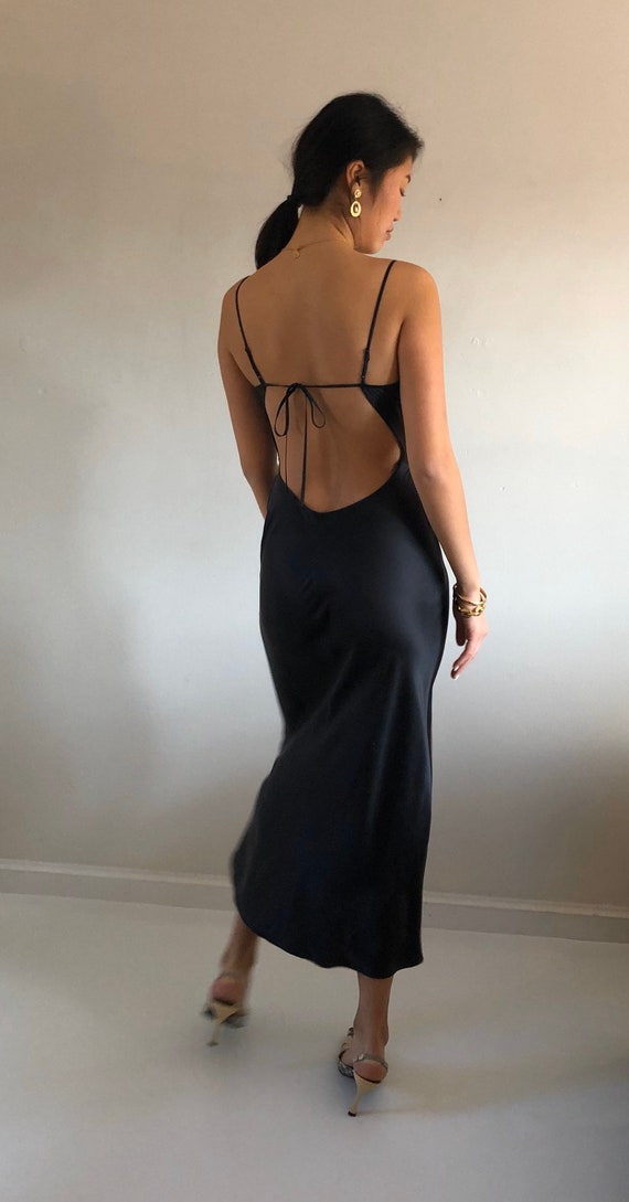 90s silk charmeuse ankle length slip dress / vinta