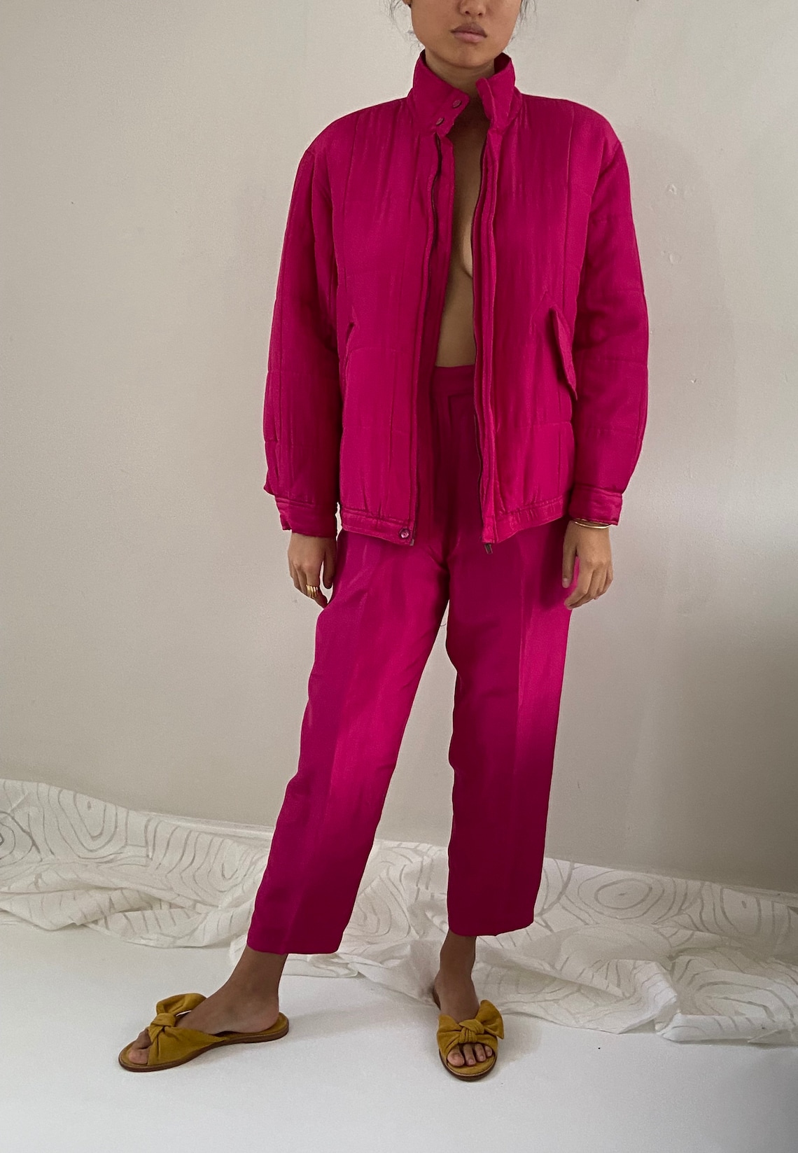 pink silk tracksuit