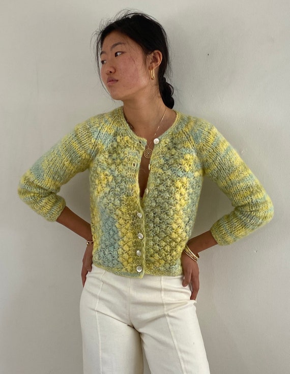 50s Italian mohair hand knit sweater / vintage han