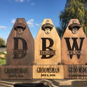 Personalized Groomsmen Gift, Groomsmen Proposal or Groomsman Gifts for Wedding Day, Wooden Wall mounting bottle opener