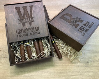 Groomsmen gift box, Groomsmen cigar gift box,  Groomsmen proposal, Father of bride gift, Father of groom gift, Keepsake box