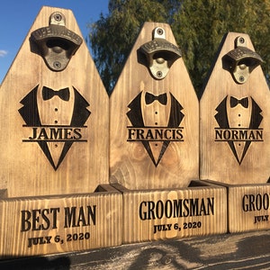 Rustic Beer Bottle Opener with cap catcher for the Groomsmen gift or bachelor party