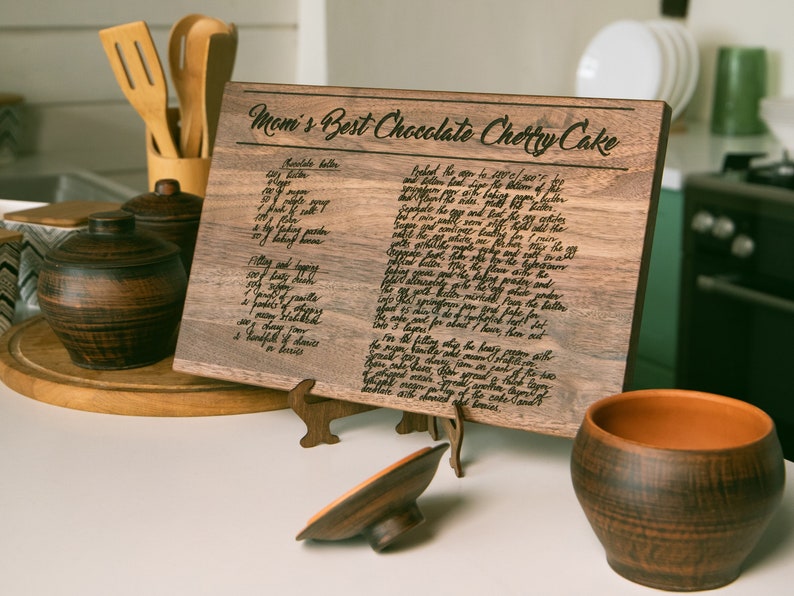 Personalized Cutting Board with handwritten recipe Christmas gift for mother, Recipe Cutting Board, baking gift for Mom grandma, nana gift image 1