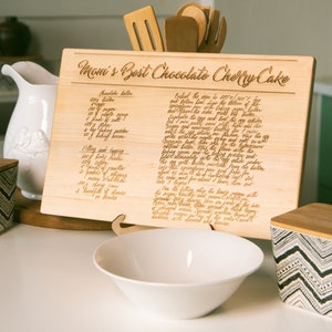 Custom Cutting Board with handwritten recipe or sketched drawing, Christmas Gift for Mom, Grandma gift, Nana gift, Recipe Cutting Board image 1