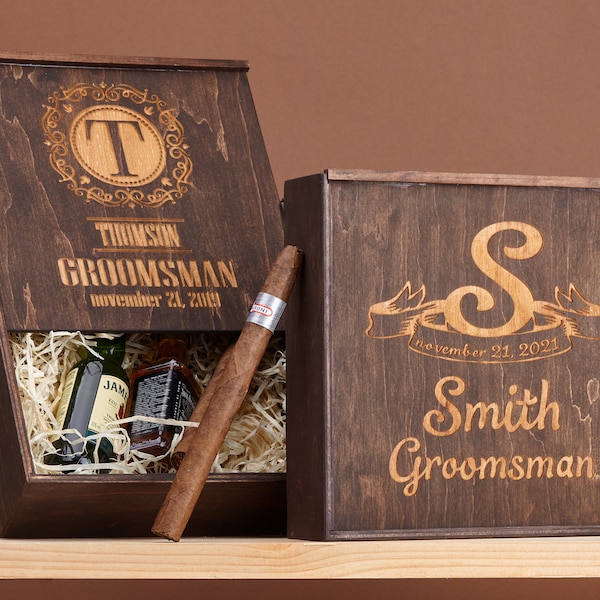 Groomsmen Gift Box - Personalized Shot Glasses Set in Gift Box for Bachelor Party, Groomsman Proposal Gift Box, Best Man gift box