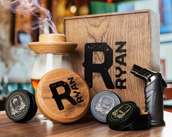 Personalized Bourbon Smoker Kit, Oak Wood Gift Set for Bourbon Lovers