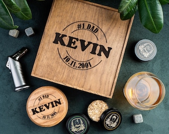 Personalized Whiskey Smoker Christmas Gift Set for Men, Oak Cocktail Kit