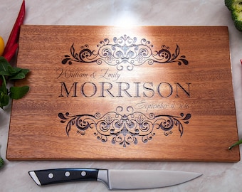 Wedding Gift Personalized Cutting Board Engraved Kitchen Home Decor Wedding Gift Housewarming Wood Monogram Wedding Present