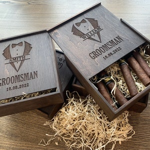 Groomsmen gifts box - Groomsman proposal box, Cigar gift box, Best man proposal, Father of the bride, Keepsake box, Will you be my Groomsman