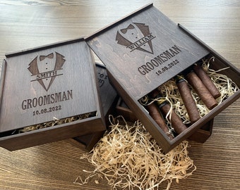 Groomsmen gifts box - Groomsman proposal box, Cigar gift box, Best man proposal, Father of the bride, Keepsake box, Will you be my Groomsman