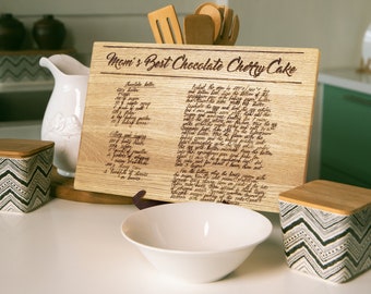Personalized Cutting Board with handwritten recipe - Upload Your favorite recipe  and enjoy The best Christmas gift for Mother, Grandma