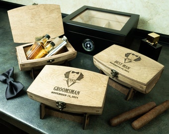 Groomsman Proposal Gift Box, Father of the Bride Box, Custom Cigar Box for Bachelor Party Gift, Wooden Barrel Gift Box, Be My Best Man Box
