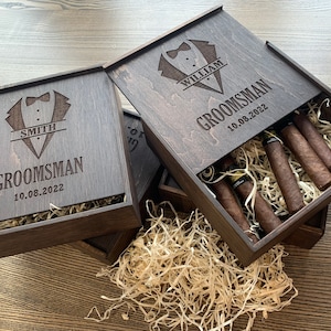 Wooden Box For Groomsmen Asking Gifts , Will you be my groomsman, Best man gift, Father of the Bride gift, Cigar gift box, Alcohol Gift Box
