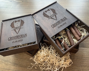 Wooden Box For Groomsmen Asking Gifts , Will you be my groomsman, Best man gift, Father of the Bride gift, Cigar gift box, Alcohol Gift Box