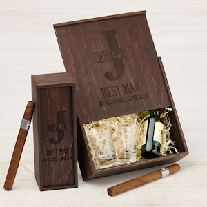 Aangepaste Groomsmen Gift Box voor Groomsmen Uitnodiging, Groomsman Proposal box, Beste Man cadeau, Zult u mijn Beste Man zijn, Wedding Day Gift Box afbeelding 1