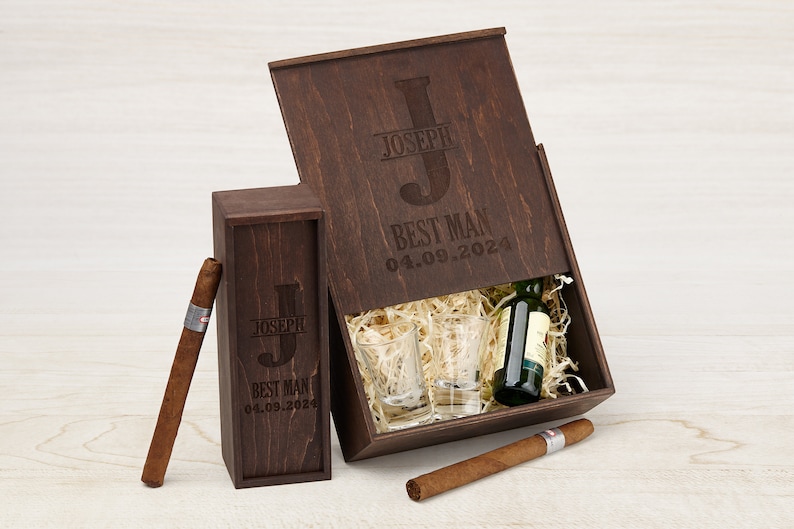 Aangepaste Groomsmen Gift Box voor Groomsmen Uitnodiging, Groomsman Proposal box, Beste Man cadeau, Zult u mijn Beste Man zijn, Wedding Day Gift Box afbeelding 1