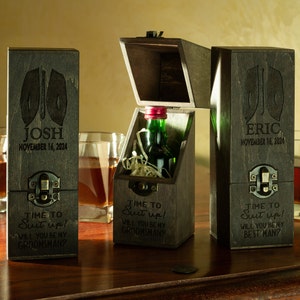 Geschenkbox für Groomsmen Geschenk, Vorschlag benutzerdefinierte Geschenkbox, Time to Suit Up Box, Junggesellenabschied Geschenkbox, Holzkiste, Willst du mein Trauzeuge sein