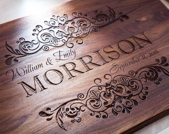 Personalized Wedding Cutting Board: Engraved Bridal Shower Gift