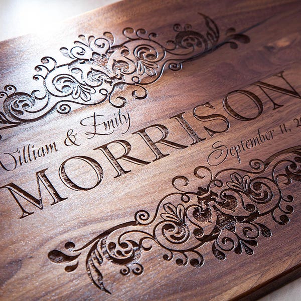 Personalized Wedding Cutting Board: Engraved Bridal Shower Gift