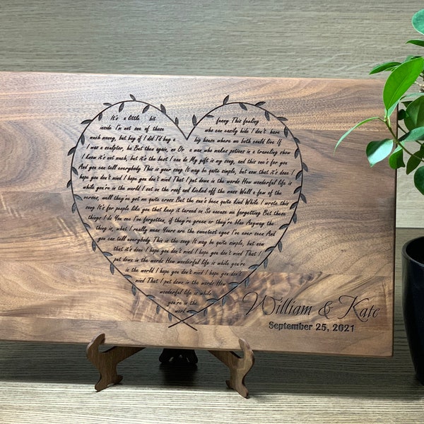 First Dance Lyrics - Wedding Song Lyrics Engraved - Personalized Wood Anniversary gift - Wooden Anniversary - 5th Anniversary - Wedding Gift