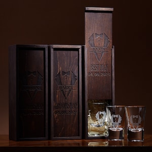 Personalized shot glasses gift box - Groomsmen gift box - will you be my groomsman, Groomsmen proposal, bachelor party gift , Keepsake box