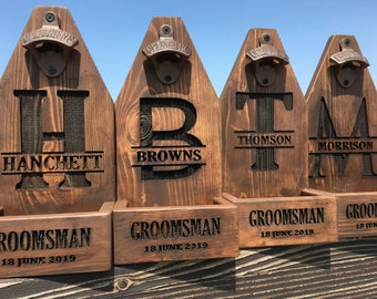 Groomsmen Gift - Beer bottle opener wall mounted, Personalized groomsman proposal, Wedding gift for groom, Fathers day gift