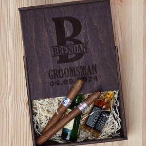 Groomsmen Gift Box, Personalized Shot Glass Set, Groomsmen Proposal, Cigar Gift Box, Bachelor party gift, Groomsman Proposal gift image 9